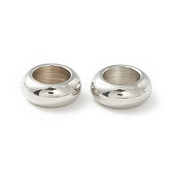 変色しない201ステンレススチールスペーサービーズ  フラットラウンド  ステンレス鋼色  5x2mm  穴：3mm&nbsp;STAS-M294-03P-05