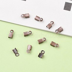 アイアン製折りたたみ式カシメエンドパーツ  圧着コードの端を折ります  赤銅鉱  6x3x2.3mm  穴：1.2mm  約10000個/袋&nbsp;IFIN-ZX994-R-01
