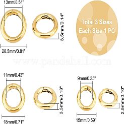 3Pcs 3 Style Ion Plating(IP) 304 Stainless Steel Spring Gate Rings&nbsp;STAS-UN0033-63