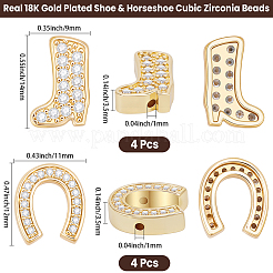 8Pcs 2 Styles Brass Micro Pave Cubic Zirconia Beads&nbsp;KK-BBC0024-70