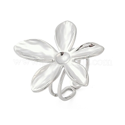 304ステンレススチールカフリング  花  ステンレス鋼色  32x32mm  内径：17mm&nbsp;RJEW-D306-06P