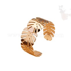 女性用合金カフバングル  モンステラ葉  ゴールドカラー  内径：2.36インチ（6cm）&nbsp;WG42AF6-01