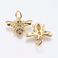 Brass Micro Pave Cubic Zirconia Pendants&nbsp;RB-I077-20G-RS