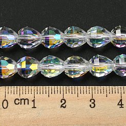 ガラス模造オーストリアクリスタルビーズ  多面カット  双円錐形  クリアAB  10x10mm  穴：1.4mm  約39個/連  15.75''（40センチメートル）&nbsp;GLAA-F108-07C-1