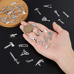 合金のチベット風チャーム  ハードウェアツールチャーム  アンティークシルバー  9.5~43x5~24x1.3~6mm  穴：1.5~2.2mm  80個/セット&nbsp;FIND-GA0008-78