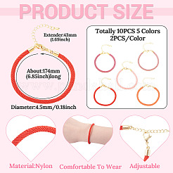 10Pcs 5 Colors 4.5MM Round Nylon Milan Cord Bracelet Making&nbsp;BJEW-TA0001-24D