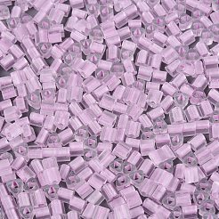 FgbグレードAフロストガラスシードビーズ  三角形  暗闇で光る  中央染め  スミレ  3.5x3.5x3.5mm  穴：1.2~1.4mm  約7500個/ポンド&nbsp;SEED-Q040-04A-06