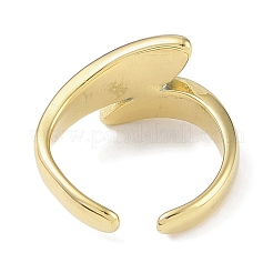 リーフ 304 ステンレス ラインストーン カフ リング 女性用  18KGP本金メッキ  クリスタル  12.5mm  調整可能&nbsp;RJEW-C099-03G-01