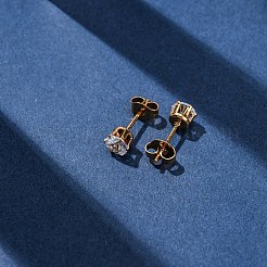 304ステンレススチールマイクロパヴェクリアキュービックジルコニアスタッドピアス  フラットラウンド  18KGP本金メッキ  5.5mm&nbsp;EJEW-P299-01C-G