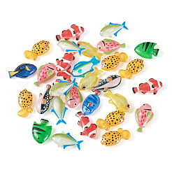 プラスチックカボション  魚  ミックスカラー  12~15.5x20.5~26.5x6~7.5mm&nbsp;KY-TAC0010-05