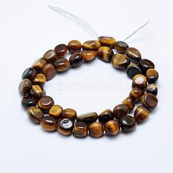 天然石タイガーアイビーズ連売り  タンブルストーン  ナゲット  8~15x5~10mm  穴：1mm  約44個/連  15.3インチ〜15.7インチ（39~40cm）&nbsp;G-K203-28A