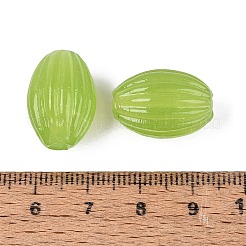 手作りのリブ付きランプワークビーズ  オーバル  ライムグリーン  19~20x12.5~14mm  穴：1.5~2.5mm&nbsp;LAMP-N042-01D