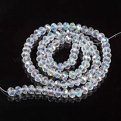 電気メッキガラスビーズセット  半分虹メッキ  多面カット  ロンデル  透明  8x6mm  穴：1mm  約60~62個/連  39~40cm&nbsp;EGLA-A044-T8mm-L19