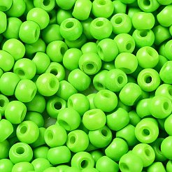 焼付塗装ガラスシードビーズ  ラウンド  芝生の緑  4x3mm  穴：1.2mm  約7650個/ポンド&nbsp;SEED-H002-I-B509