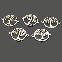 201 ステンレススチールリンクコネクター  命の木とフラットラウンド  ステンレス鋼色  16x21x1mm  穴：1.5mm&nbsp;STAS-CJC0003-01P