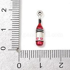 合金エナメルチャーム  アンティークシルバー  レッド  18x4mm  穴：1mm&nbsp;LS-FIND-Z106-01AS-05A
