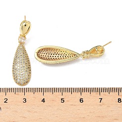 Teardrop Brass Micro Pave Cubic Zirconia Dangle Stud Earrings for Women&nbsp;EJEW-A132-04G