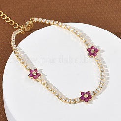 Brass Micro Pave Cubic Zirconia Tennis Bracelets for Women&nbsp;KK-D112-03G