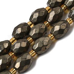 天然石パイライトビーズ連売り  シードビーズで  多面カット  オーバル  12x9mm  穴：1mm  約13個/連  7.68''~7.87''（19.5~20センチメートル）&nbsp;G-Z131-F01-01