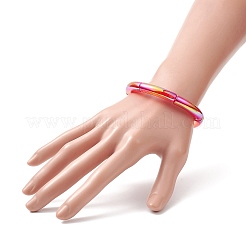 4Pcs 4 Color Acrylic Curved Tube Stretch Bracelets Set for Women&nbsp;BJEW-JB09305-01