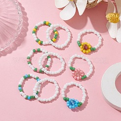 3Pcs 3 Style Glass Seed Beaded Stretch Rings&nbsp;RJEW-JR00658