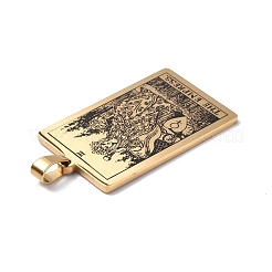 201ステンレスペンダント  ゴールドカラー  タロット模様の長方形  皇后iii  40x24x1.5mm  穴：4x7mm&nbsp;LS-STAS-B033-01G-03