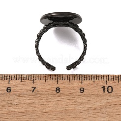 中空の花模様の304ステンレススチール製カフリング部品  ラウンドベゼルカップリングセッティング  イオンプレーティング（ip）  ブラック  17.5mm  usサイズ8 1/2(18.5mm)  トレイのサイズ：16mm&nbsp;STAS-P454-03E-B