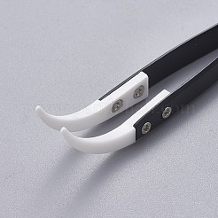 ステンレス製のビーズピンセット  磁器と  ガンメタ色＆ステンレス鋼カラー  12.7x1cm&nbsp;TOOL-F006-05A