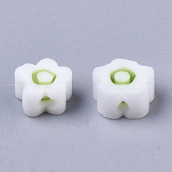 ガラスビーズ  花  薄緑  4~6x4~6x2.5~3mm  穴：1mm&nbsp;X1-GLAA-T019-01-C01