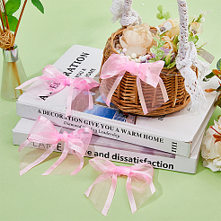 ポリエステル包装リボンちょう結び  鉄線ツイストタイ付き  DIYギフトラップ装飾用  結婚式のお菓子パーティーの装飾  パールピンク  90x110x8.5mm&nbsp;AJEW-WH0270-204A