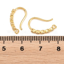 真鍮製のラインストーンのピアスフック  ゴールドカラー  16x2mm  穴：1.4mm&nbsp;KK-C261-01A-G