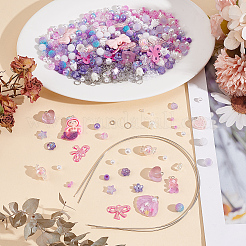 DIYジュエリー作成キット  プラスチックイミテーションパールとアクリルビーズを含む  レジン＆アクリルパーツ  ステンレス製の髪のパーツ  304ステンレススチールオープン丸カン  ミックスカラー  4~34x4~29x0.7~12mm  穴：1~2mm&nbsp;DIY-GO0001-94