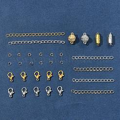 DIYジュエリー作りのパーツキット  合金ラインストーンマグネット留め具付き  真鍮製マグネットクラスプ  鉄アジャスターチェーン  304ステンレススチール丸カン  亜鉛合金カニカン  ミックスカラー&nbsp;DIY-FS0007-92
