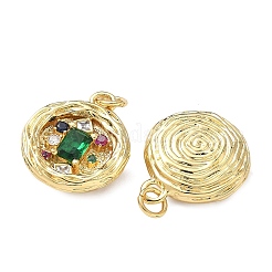 Brass Micro Pave Cubic Zirconia Pendants&nbsp;KK-F930-24B-G