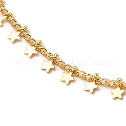 真鍮製ペンダントネックレス  カーブチェーンとカニカン付き  スター  ゴールドカラー  13.97インチ（35.5cm）&nbsp;NJEW-JN03109-02