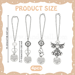 4Pcs Flat Round Alloy Pendant Decorations&nbsp;HJEW-OC00287
