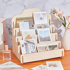 2袋 4スロット木製ディスプレイライザー  グリーティングカードディスプレイ用  パパイヤホイップ  30x26.4x32.2cm&nbsp;ODIS-UN0001-18