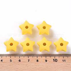 アクリルビーズ  ラバー加工スタイル  片穴  スター  ゴールド  16x17x11mm  穴：3.5mm&nbsp;LS-OACR-S039-01-81