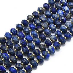天然石ラピスラズリビーズ連売り  多面カット  ロンデル  シードビーズで  8.5~10x5.5~6.5mm  穴：1mm  約43~45個/連  15.35''（39センチメートル）&nbsp;G-P573-A44-01