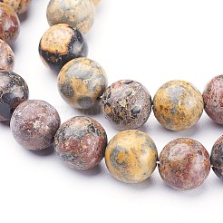 Natural Leopard Skin Jasper Round Bead Strands&nbsp;G-P070-77-4mm