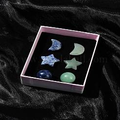 Natural Gemstone Healing Moon & Star & Round Ornaments&nbsp;AJEW-FS0001-12A