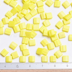 MIYUKIティラビーズ  日本製シードビーズ  2穴  （tl404fr）マットな不透明な黄色のab  5x5x1.9mm  穴：0.8mm  約118PCS /ボトル  10 G /ボトル&nbsp;SEED-JP0008-TL404FR