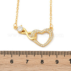 Brass Pave Clear Cubic Zirconia Infinity Heart Pendant Nceklaces for Women&nbsp;NJEW-V011-01G
