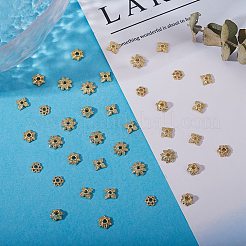 100個5スタイルマルチペタルアロイビーズキャップ  長持ちメッキ  カドミウムフリー＆鉛フリー  花  18KGP本金メッキ  6~8x1.5~3mm  穴：1.2~1.6mm  20個/スタイル&nbsp;PALLOY-SZ0001-32