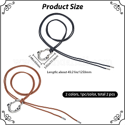 2Pcs 2 Colors Alloy Irregular Oval Pendant Imitation Leather Cord Wrap Chain Belts&nbsp;AJEW-GF0011-97