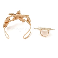 女性用合金ヒトデカフバングル＆リングセット  ゴールドカラー  内径：58x62mm&nbsp;SJEW-C005-01G