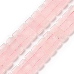天然石ローズクォーツビーズ連売り  長方形  2穴  20x10~10.5x5.5mm  穴：1.4mm  約20個/連  8.07インチ（20.5cm）&nbsp;G-L619-A01-20x10mm