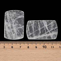 天然石クオーツクリスタルペンダント  ロッククリスタルの長方形チャーム  40x25x3.5mm  穴：1.6mm&nbsp;G-K354-14A