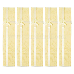 厚紙のネックレスのアクセサリー箱  ちょう結びリボン付き  長方形  ビスク  20x4.1x2.2cm&nbsp;CON-TAC0014-07E