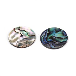 天然パウアシェルビーズ  ディスク  15x1~1.5mm  穴：1.5~1.6mm&nbsp;SSHEL-N040-20B